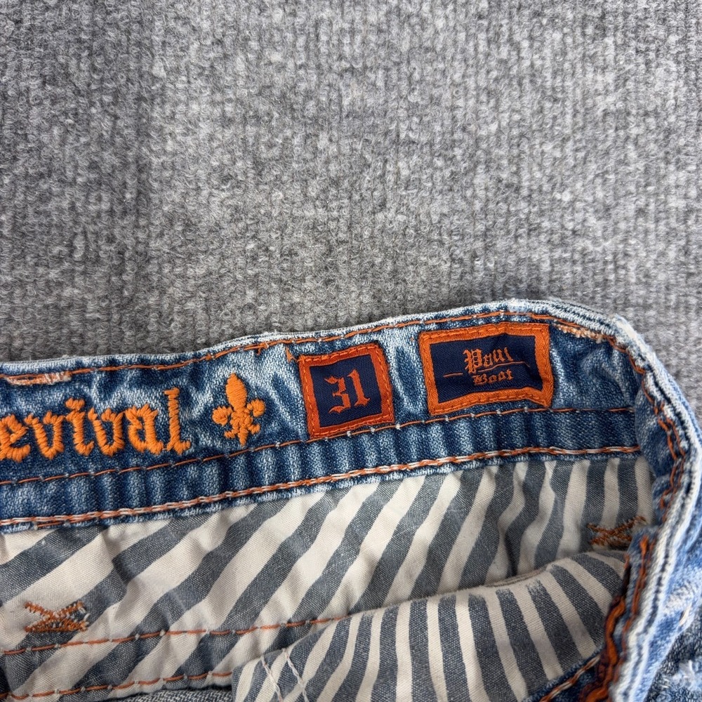Rock Revival Jeans Men 31x32 Paul Boot Cut Bootleg Flap Pocket Distressed Studs - Picture 9 of 13